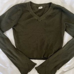 GARAGE olive green cropped long sleeve (flared wrists) size medium